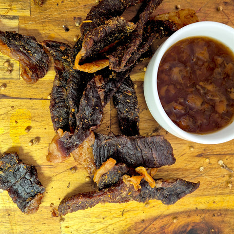 Biltong sticks flavored with chutney